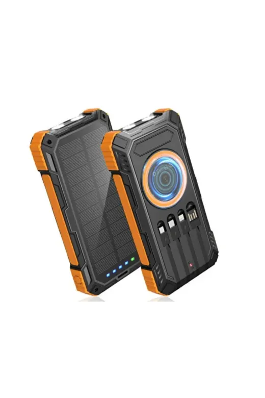Hsc bilişim klt8912733432404 20000 Mah Powerbank Güneş Enerjili Kablosuz Şarj Hızlı Şarj Taşınabilir Batarya