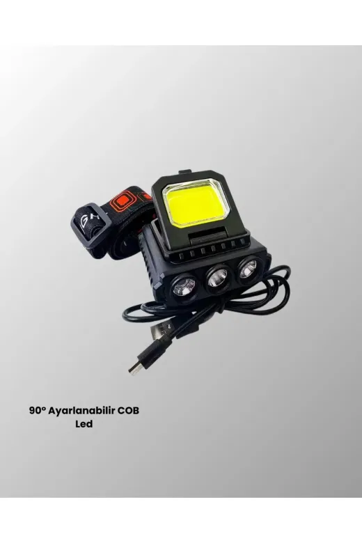 Hsc bilişim klt8912733433951 Şarjlı Led Kafa Lambası 800 Lumen Cob Xpe Ayarlanabilir Başlıklı