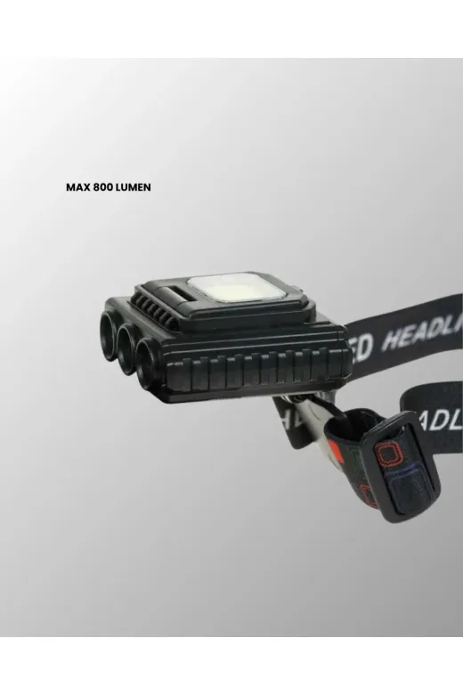 Hsc bilişim klt8912733433951 Şarjlı Led Kafa Lambası 800 Lumen Cob Xpe Ayarlanabilir Başlıklı