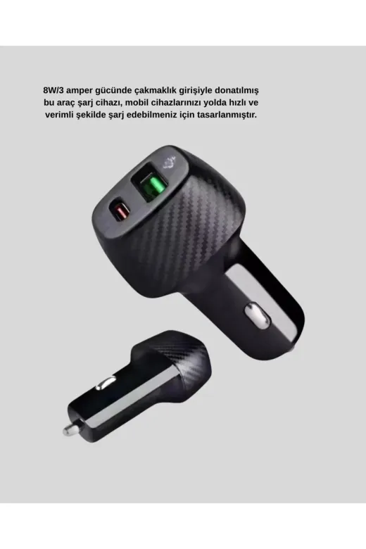 Hsc bilişim klt8912733454499 Aux Bluetooth Adaptör Ve 38W Hızlı Araç Şarj Cihazı Seti