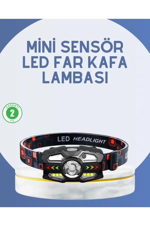 Hsc bilişim klt8912733476897 El Sensörlü Led Far Suya Dayanıklı Şarjlı Kafa Lambası