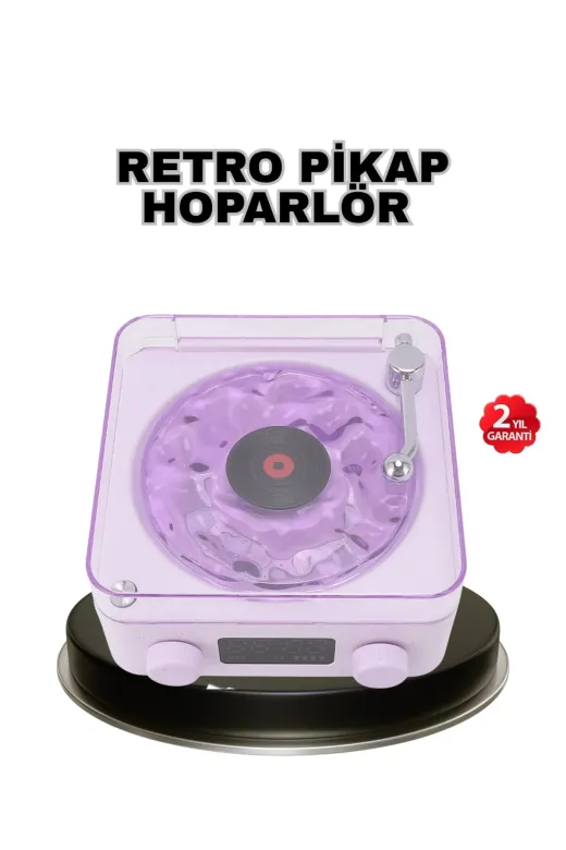 Hsc bilişim klt8912733493351 Projektör Işıklı Retro Hoparlör Bluetooth Aux Usb Hafıza Kartlı 360° Sesli Şarjlı