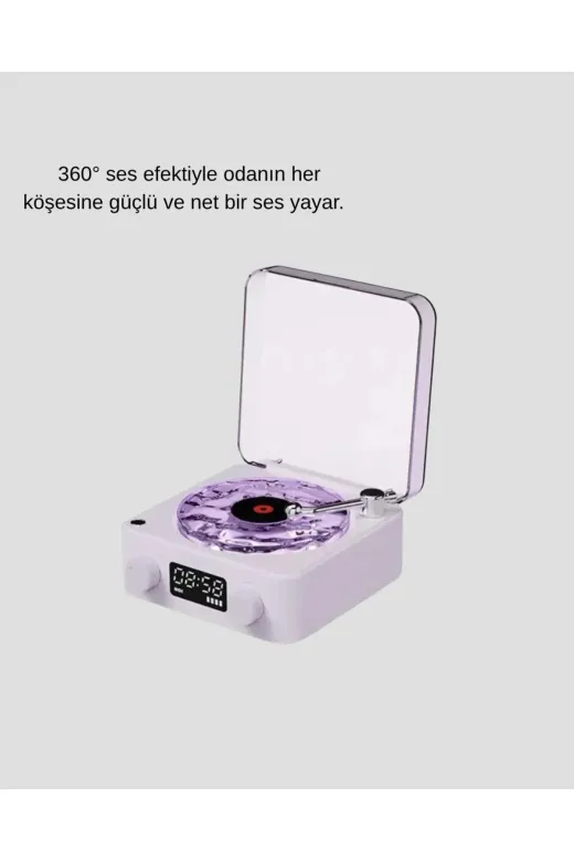 Hsc bilişim klt8912733493351 Projektör Işıklı Retro Hoparlör Bluetooth Aux Usb Hafıza Kartlı 360° Sesli Şarjlı