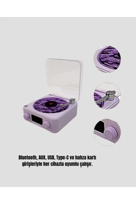 Hsc bilişim klt8912733493351 Projektör Işıklı Retro Hoparlör Bluetooth Aux Usb Hafıza Kartlı 360° Sesli Şarjlı