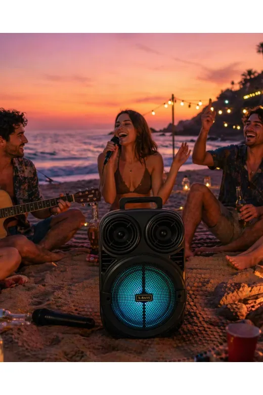 Hsc bilişim klt8912733535495 Taşınabilir Bluetooth Speaker Mikrofonlu Karaoke Hoparlör Rgb Işıklı 6.5 İnç Güçlü Ses