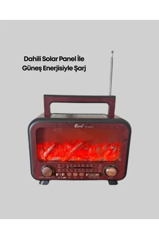 Hsc bilişim klt8912733608083 Şömine Alev Işıklı Solar Bluetooth Hoparlör – 7W Güçlü Ses, Fm Radyo