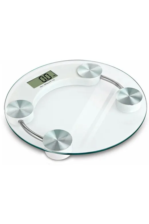 Hsc bilişim klt8912733639681 Yuvarlak Şeffaf Dijital Cam Baskül Tartı – 180 Kg Taşıma Kapasitesi, Hassas Ölçüm, Şık Tasarım Teraz