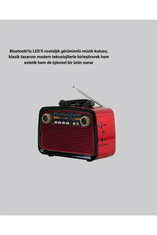 Hsc bilişim klt8912733776829 Ahşap Dokulu Bluetooth Müzik Kutusu – Vintage Led Tasarımıyla Modern Ses Deneyimi