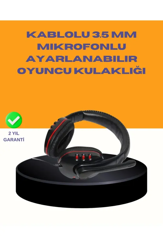 Hsc bilişim klt8912733791051 Kırmızı Stereo Kulaklık Yüksek Ses Performansı Dayanıklı Kablo Ve Mikrofonlu Tasarım