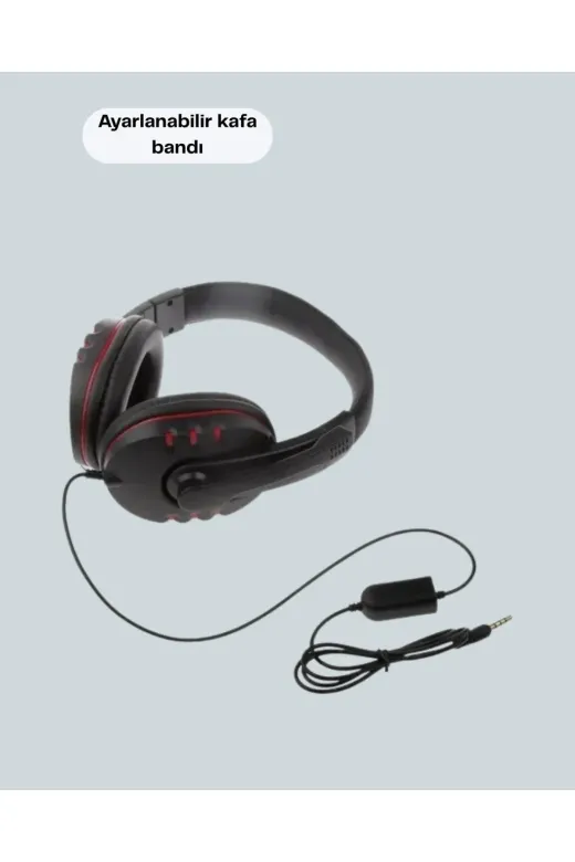 Hsc bilişim klt8912733791051 Kırmızı Stereo Kulaklık Yüksek Ses Performansı Dayanıklı Kablo Ve Mikrofonlu Tasarım