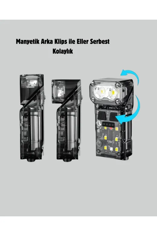Hsc bilişim klt8912733903959 Şarjlı Led Kafa Lambası Manyetik Klipsli El Sensörlü Çok Fonksiyonlu