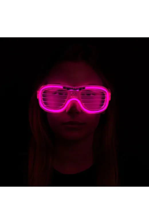 Hsc bilişim mptSM20SM16F010-G132-P Pembe Led Işıklı Parti Gözlüğü - Neon Glow Şerit Gözlük 3 Modlu