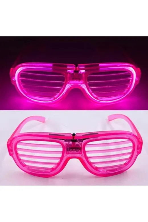 Hsc bilişim mptSM20SM16F010-G132-P Pembe Led Işıklı Parti Gözlüğü - Neon Glow Şerit Gözlük 3 Modlu