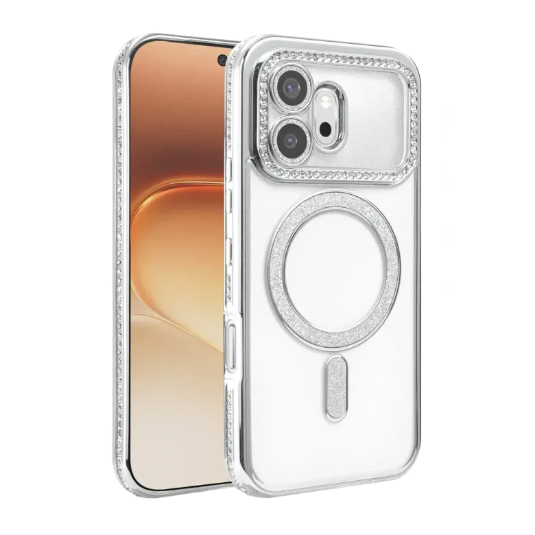 Huawei Honor 600 Joke Simli Magneticsafe Kılıf - Gümüş