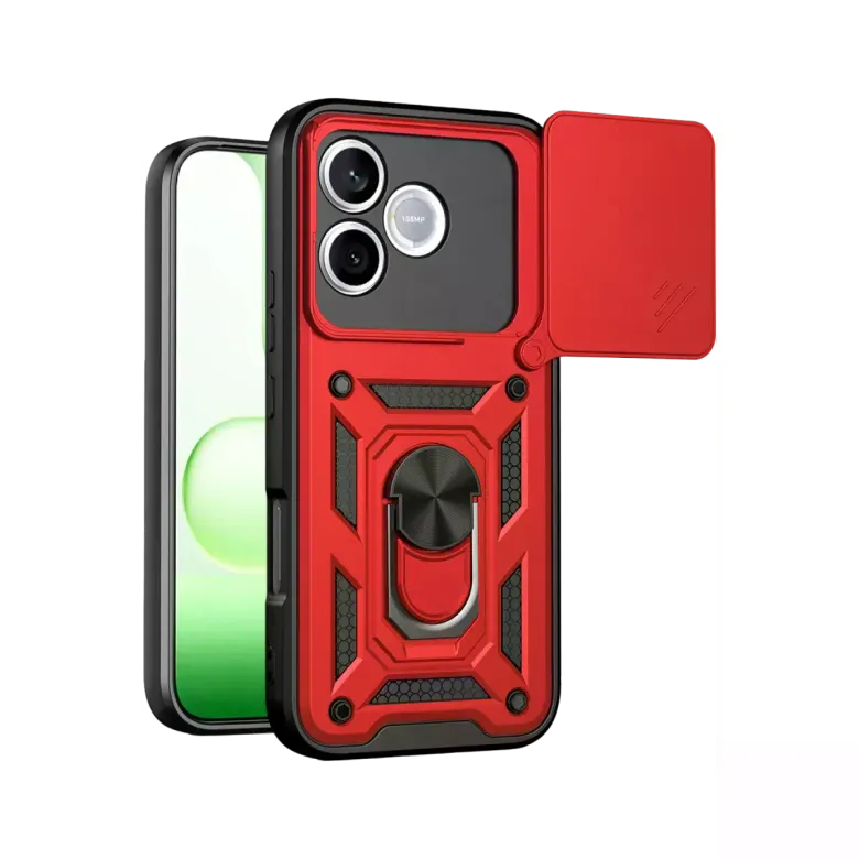Huawei Honor 600 Lite Pars Lens Yüzüklü Silikon - Kırmızı