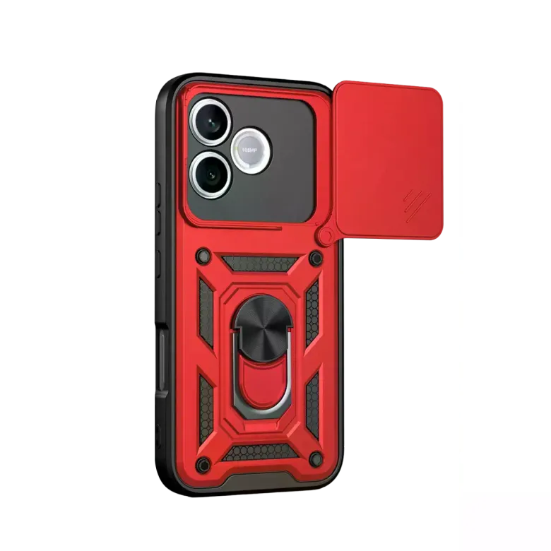 Huawei Honor 600 Lite Pars Lens Yüzüklü Silikon - Kırmızı