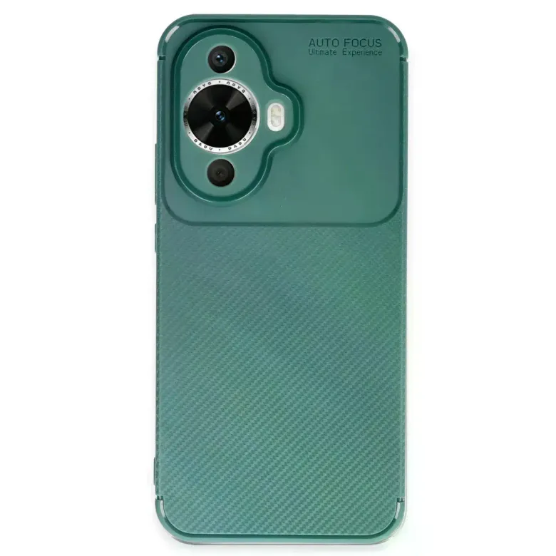 Huawei Nova 12s Kılıf Auto Focus Karbon Kapak - Koyu Yeşil