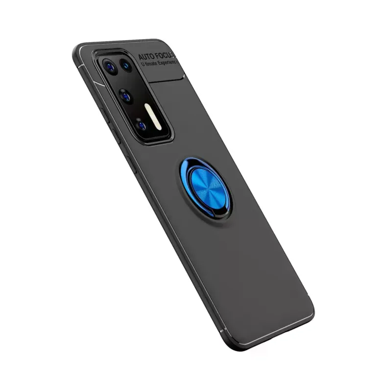 Huawei P40 Kılıf Range Yüzüklü Silikon - Siyah-mavi