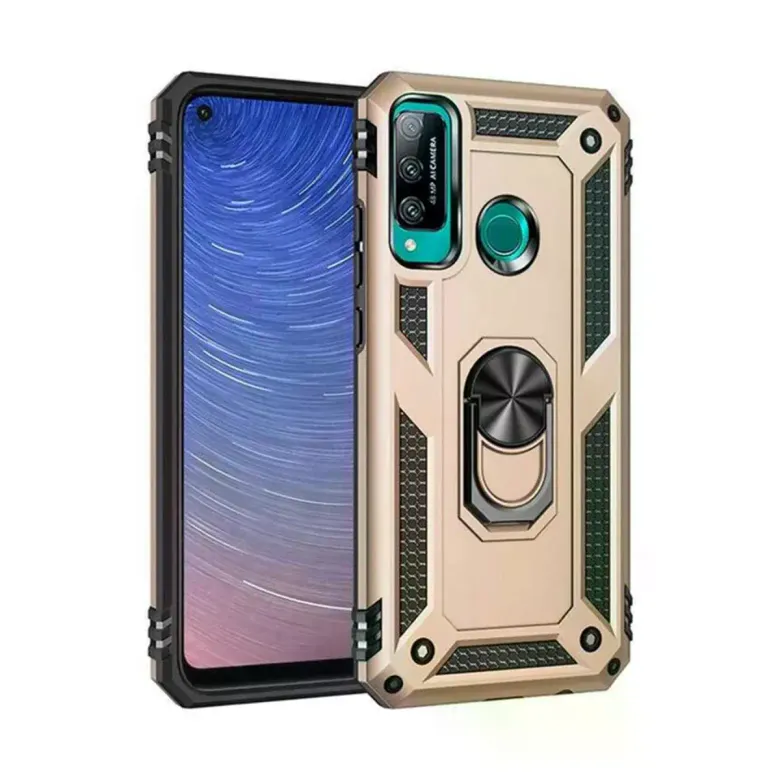 Huawei P40 Lite E Kılıf Sofya Yüzüklü Silikon Kapak - Gold