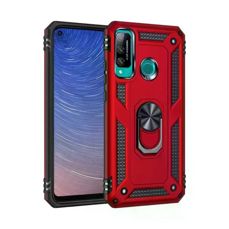 Huawei P40 Lite E Kılıf Sofya Yüzüklü Silikon Kapak - Kırmızı
