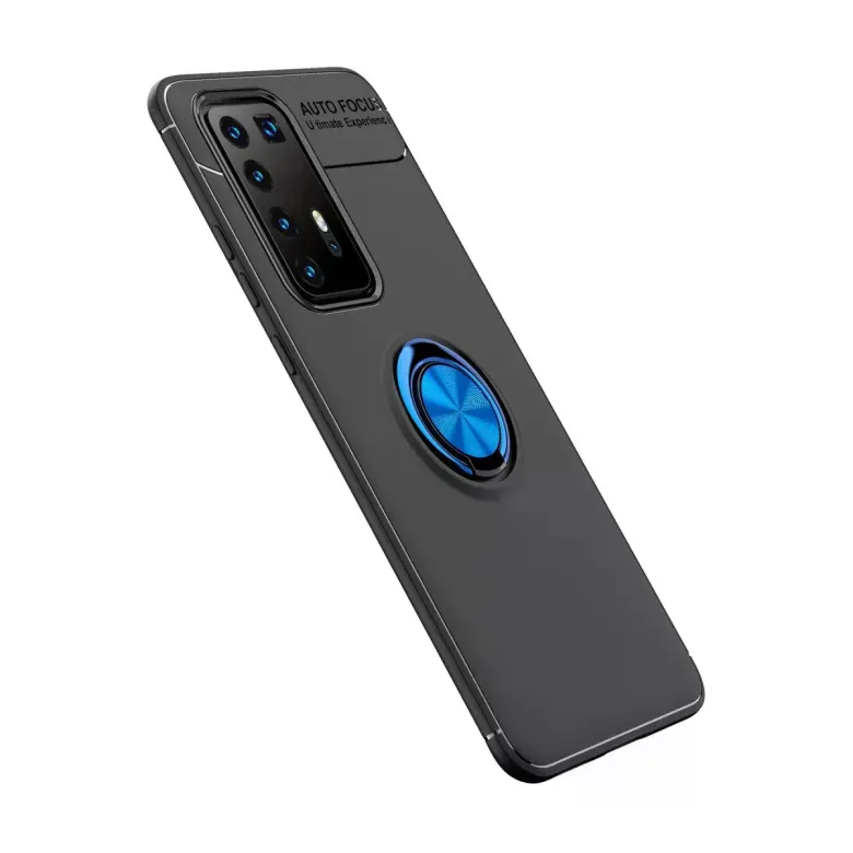 Huawei P40 Pro Kılıf Range Yüzüklü Silikon - Siyah-mavi