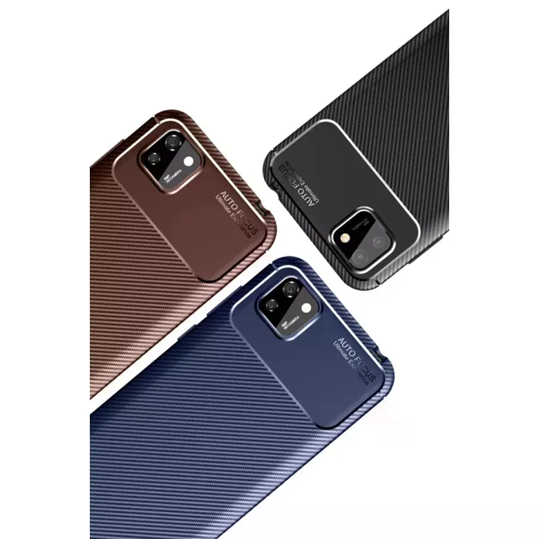 Huawei Y5p Kılıf Auto Focus Karbon Kapak - Kahverengi