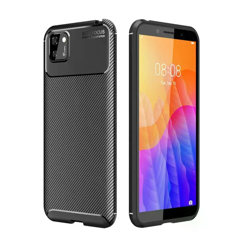 Huawei Y5p Kılıf Auto Focus Karbon Kapak - Siyah