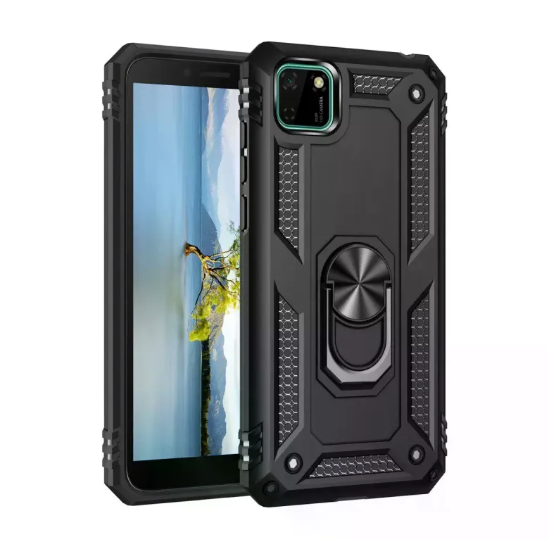 Huawei Y5p Kılıf Sofya Yüzüklü Silikon Kapak - Siyah