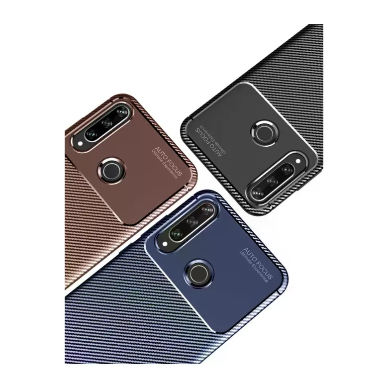 Huawei Y6p Kılıf Auto Focus Karbon Kapak - Kahverengi