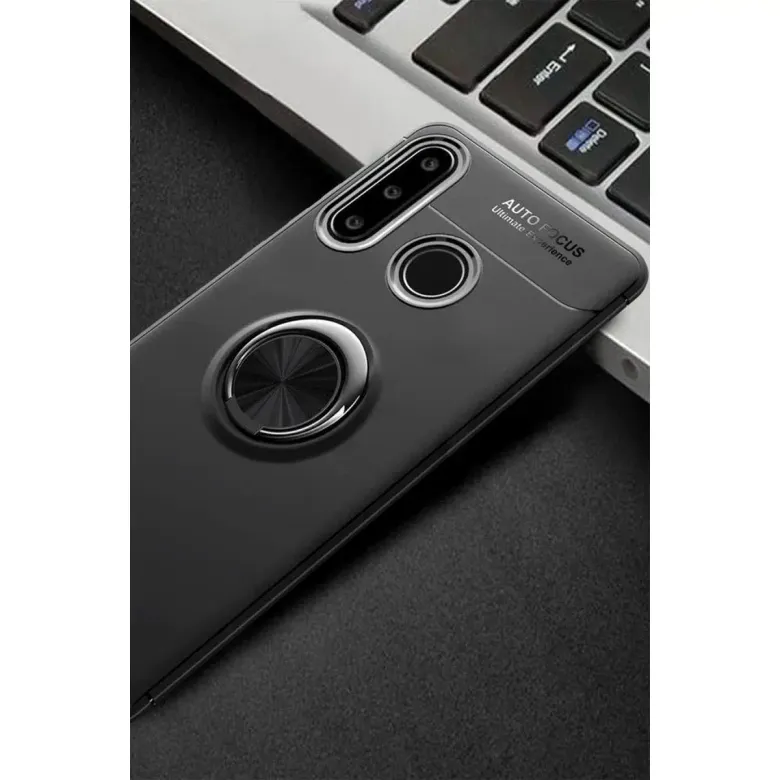 Huawei Y6p Kılıf Range Yüzüklü Silikon - Siyah