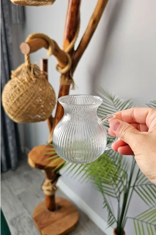 HubbyChef 22BMCYTBG01 6Lı Bambu Servis Tabaklı Çay Kahve Bardağı 150Ml