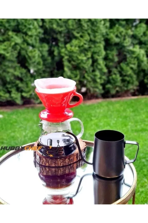 HubbyChef CAMKHVSET02 Kahve Demleme Seti V60 Dripper 600Ml Seramik Fincan Kahve Demleme Ibriği