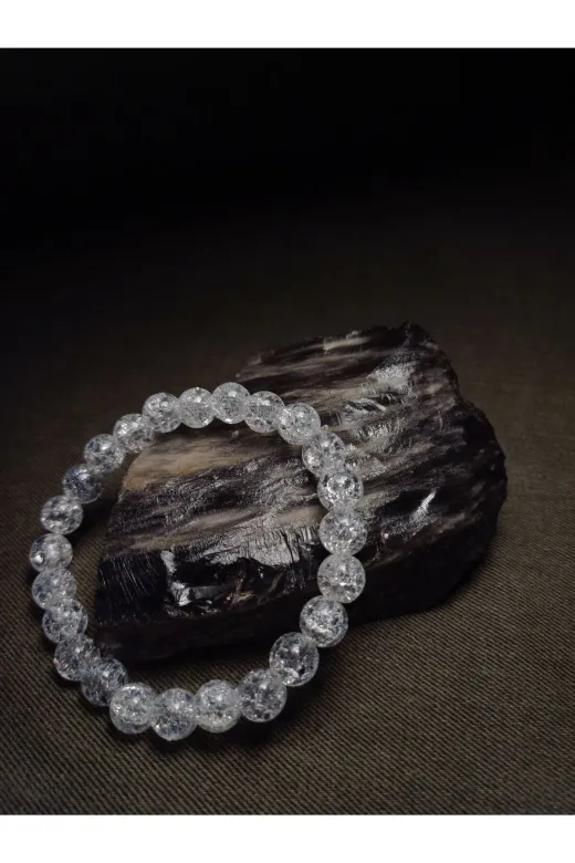 HÜMA ŞİFALI TAŞLAR HDT1451 8Mm Aa Kalite Necef (Dağ Kristali) Taşı Bileklik