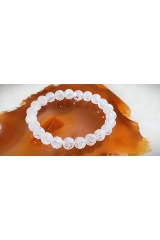 HÜMA ŞİFALI TAŞLAR HDT1451 8Mm Aa Kalite Necef (Dağ Kristali) Taşı Bileklik