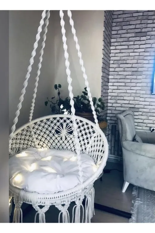 Hümasalıncak Hüma88 Beyaz Makrome Salıncak