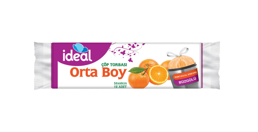 İdeal 9HUGPySkhF Orta Büzgülü Portakal Kokulu Çöp Torbası