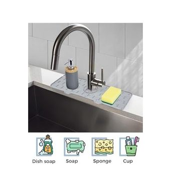 ideal standart 57855210125393680184975 Silikon Musluk Matı Su Geçirmez Lavabo Kenar Damlatmaz Altlık Düzenleyici Mat Açık Bej