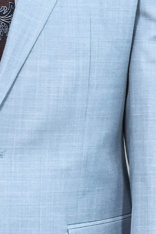 İki Parça Slim Fit Tek Düğmeli Açık Mavi Erkek Takım Elbise - Wessi