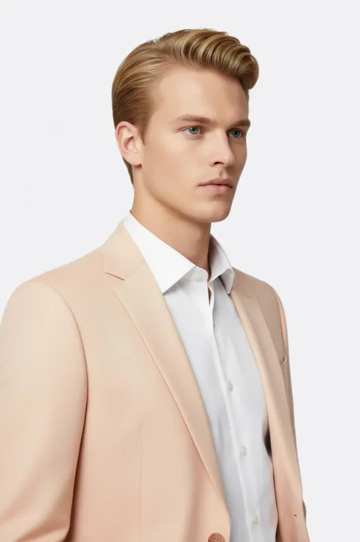 İki Parça Slim Fit Tek Düğmeli Yavruağzı Erkek Takım Elbise - Wessi