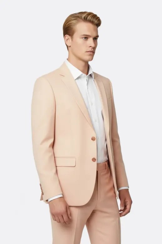 İki Parça Slim Fit Tek Düğmeli Yavruağzı Erkek Takım Elbise - Wessi