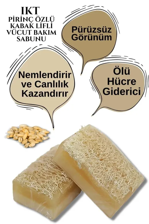 IKT ıktpirinç Doğal Kabak Lifli Pirinç Özlü Vücut Bakım Sabunu 140 Gr