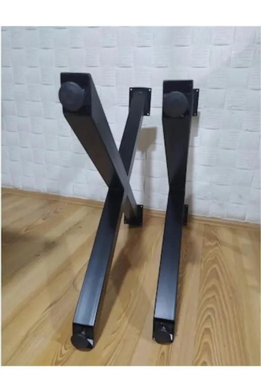 İlgi Trafik Ayarlanabilir Pabuçlu Pingolu X Metal Masa Ayağı 2 Adet En 60Cm Boy 72Cm 50X50 Profil Abronya