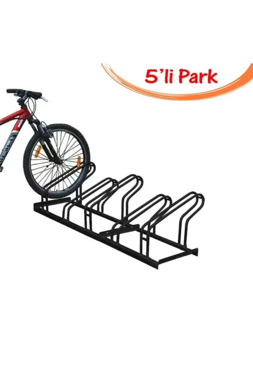 İlgi Trafik LT-008 E-5LI PARK-SIYAH Bisiklet Parkı Bisiklet Park Yeri Sistemleri Alanı Demiri Ayağı Sehpası 5'li 40X180 Cm Siyah