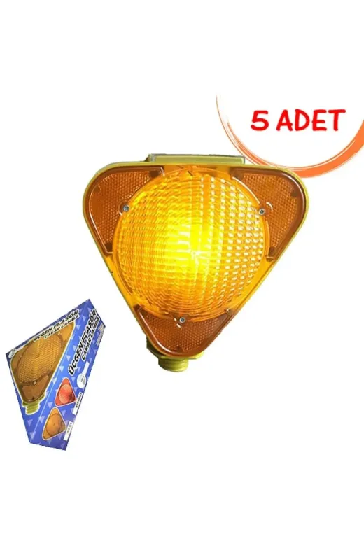 İlgi Trafik LT-2000 S-5 ADET Flaşör Lamba Solar Üçgen Flaşör Sarı Trafik Çakar Lamba (Sarı) 5 Adet