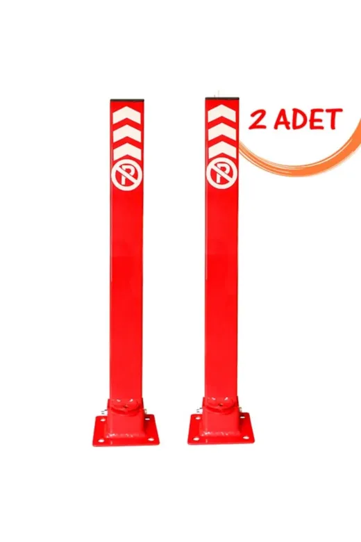 İlgi Trafik PB-002-2 ADET Kırmızı Bariyer Kilitli Yatar Park Bariyeri Araç Kişisel Otopark Direği 60 Cm (2 Adet) Kırmızı
