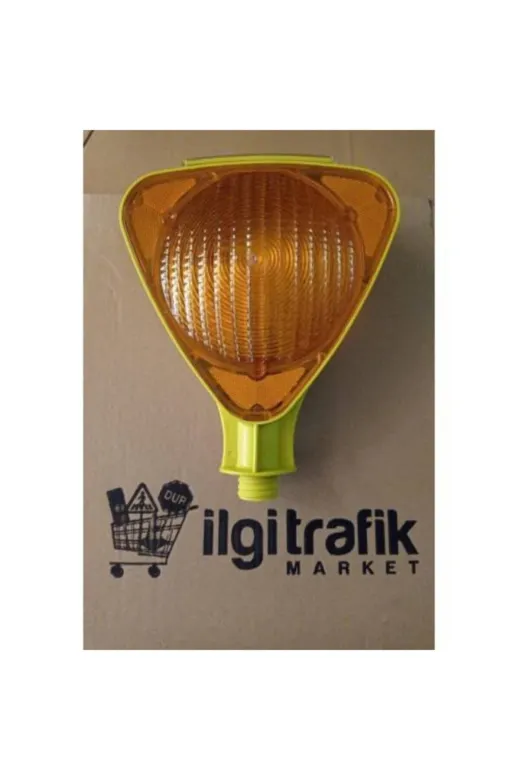 İlgi Trafik Uyarı Lambası Trafik Flaşörü Güneş Enerjili Ledli Solar Araç Ikaz Lambası Sarı Renk