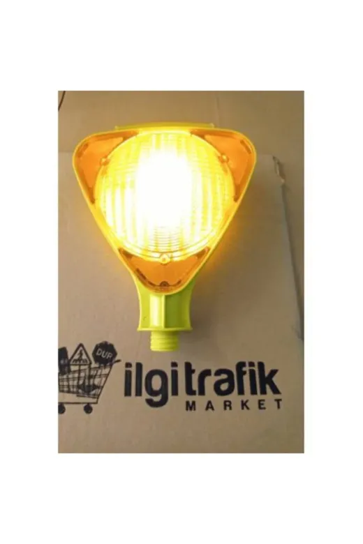 İlgi Trafik Uyarı Lambası Trafik Flaşörü Güneş Enerjili Ledli Solar Araç Ikaz Lambası Sarı Renk