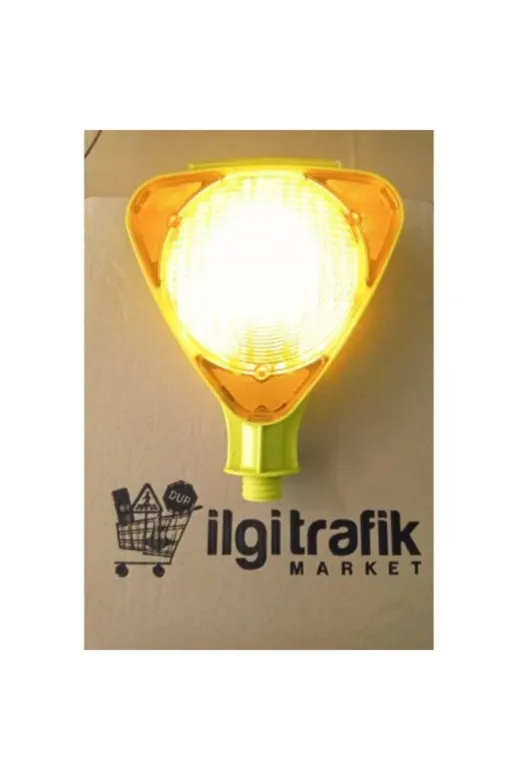 İlgi Trafik Uyarı Lambası Trafik Flaşörü Güneş Enerjili Ledli Solar Araç Ikaz Lambası Sarı Renk