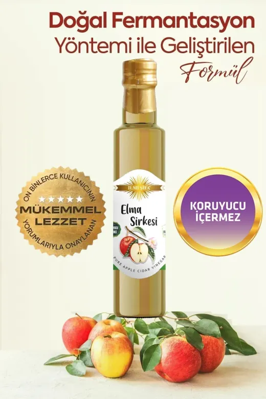 İLMİ ŞİFA Elma Sirkesi Doğal Fermante Saf Ve Katkısız 500 Ml