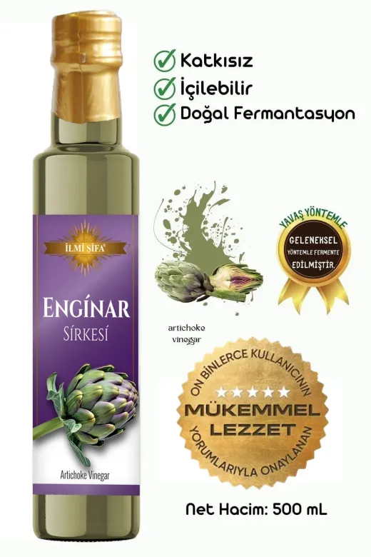 İLMİ ŞİFA Enginar Sirkesi 500 Ml Doğal Fermante Saf Ve Katkısız